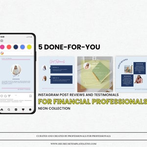5 Instagram Post Bewertungen und Testimonials Canva Template Neon Kollektion