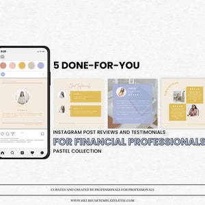 5 Instagram Post Bewertungen und Testimonials Canva Template Pastel Collection