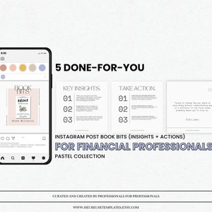5 Editable Personal Finance Instagram Post Book Bits Canva Template Minimalist Pastel Collection | For Financial Professionals