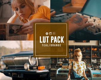 ビデオと写真のカラーグレーディング用の 4 つのビンテージ ティール/オレンジ パルプ LUT | Premiere Pro | Resolve | Final Cut など | .CUBE | 映画