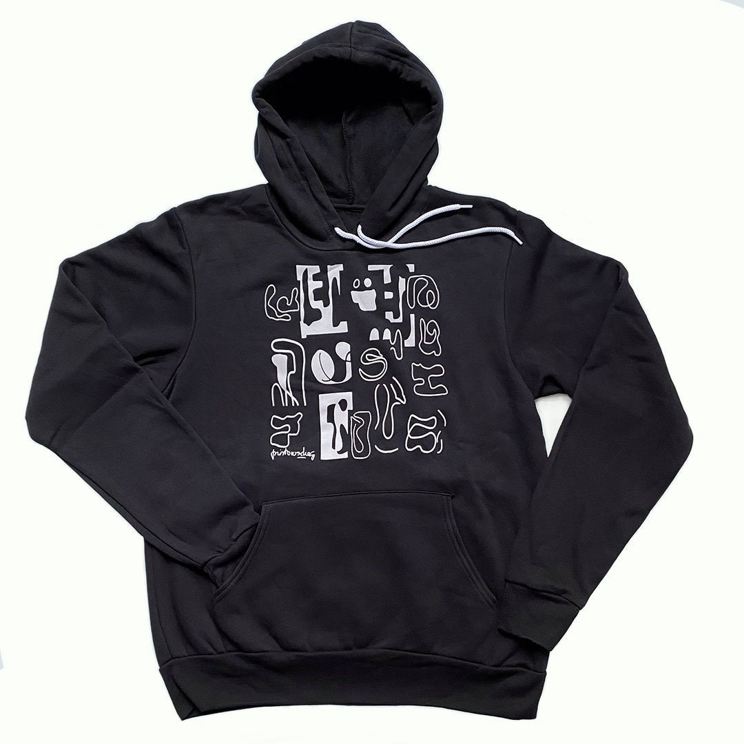Abstract geo print hooded sweatshirt deals