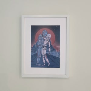 A4 romantic robots, print only no frame