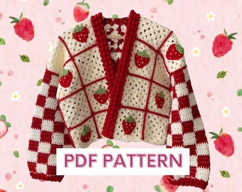 PDF modello cardigan all'uncinetto: cardigan da picnic, modello cardigan per principianti, modello maglione all'uncinetto, moda Cottagecore