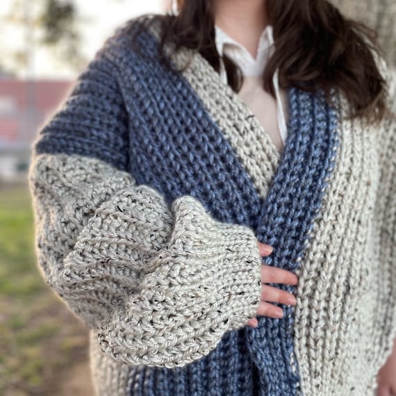 Chunky Crochet Cardigan Pattern: Faux-knit Crochet Pattern, Easy