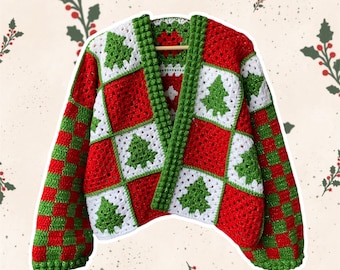 Christmas Crochet Cardigan Pattern: PDF Crochet Cardigan Pattern, Holiday Sweater, Size Inclusive and Beginner Friendly