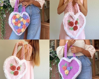 PDF Crochet Bag Pattern: Sweetheart Bag Pattern, Crochet Purse Pattern, Crochet Tote, Crochet Backpack