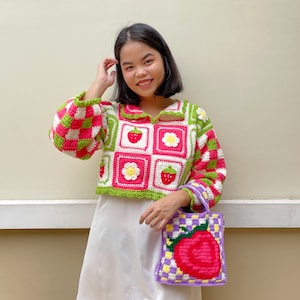 Crochet Sweater Pattern: Picnic Sweater, Strawberry Crochet Sweater Pattern, Beginner-friendly Crochet Sweater, Crochet Pullover for women image 7