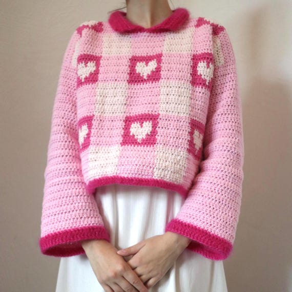 PDF Crochet Sweater Pattern: Sweetheart Sweater, Cottagecore Crochet, Women's Sweater Pattern