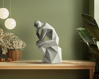 The Denker Statue Papiervorlage: 3D DIY Skulptur (Digitaler Download)