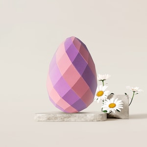 3D Low Poly Easter Egg Papercraft Template (PDF, SVG)