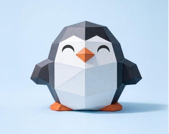 3D Penguin Papercraft – DIY pdf Low Poly 3D-decor