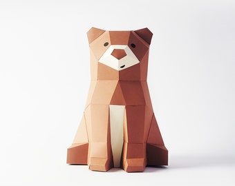 Papercraft Teddybär: Lowpoly DIY druckbare Vorlage (PDF)