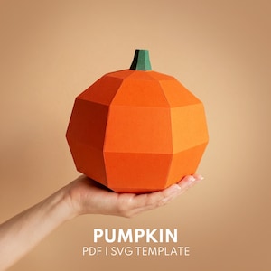 Kit fai da te per origami 3D a forma di zucca: decorazione autunnale low poly (PDF, SVG)