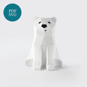 Orso polare, Orso di carta, Orso di carta, Arredamento per la casa, Low Poly 3D, animale di carta, Modello di carta, Decorazione di carta PDF SVG Circut