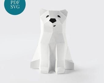 Eisbär Bastelvorlage: DIY Low Poly 3D Dekor (PDF)