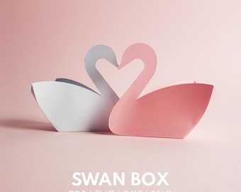 3D-Vorlage für eine Geschenkbox in Schwanform - druckbare PDF-Datei zum Selberbasteln | Elegante Favor Box Geburtstagsfeier Geschenkbox für Baby oder Polterabend