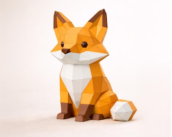 Kleiner Fuchs Papiervorlage: DIY Low Poly 3D-Dekor PDF SVG Circut-Maschine