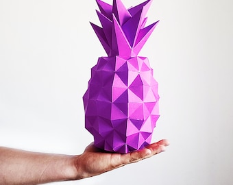 3D Papier Ananas Template: DIY Low Poly Früchte Dekor (Digitaler Download)