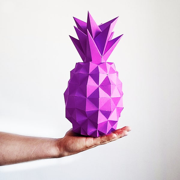 Digital Template, Paper Craft 3d, Pineapple Origami, Home Decor Fruit, Low Poly Pinapple