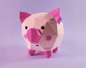 Szablon papierowy do samodzielnego wykonania skarbonki z niską liczbą poligonow (PDF)