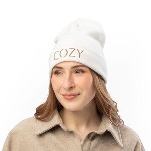 Cozy Embroidered Knit Beanie, Winter Hat, Gift for Her, Casual Accessory, Beanie for Cold Weather, Warm Knitted Cap