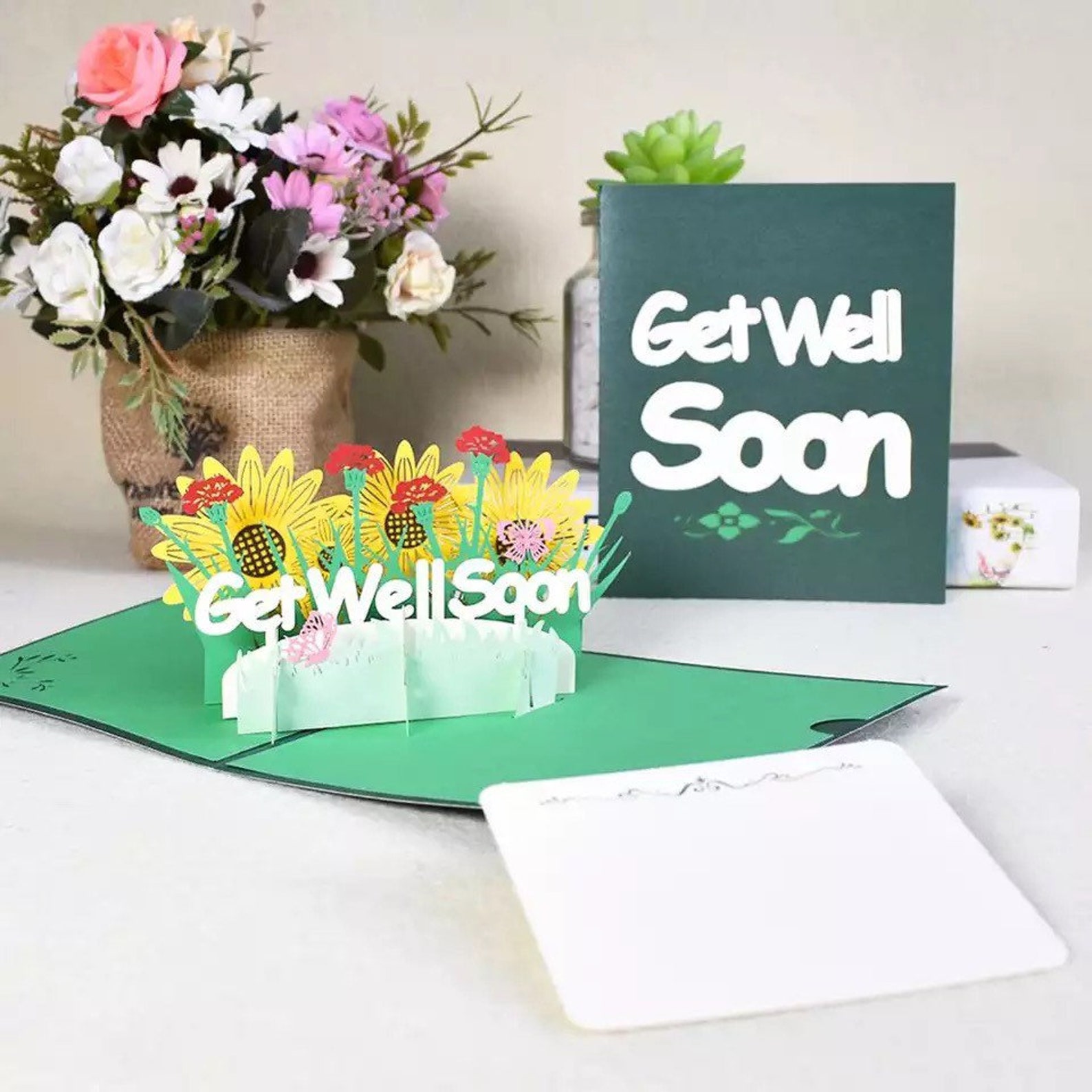 3D Get well soon popup card Etsy