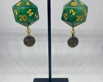 Dice Dangles: D20 Green/Bronze