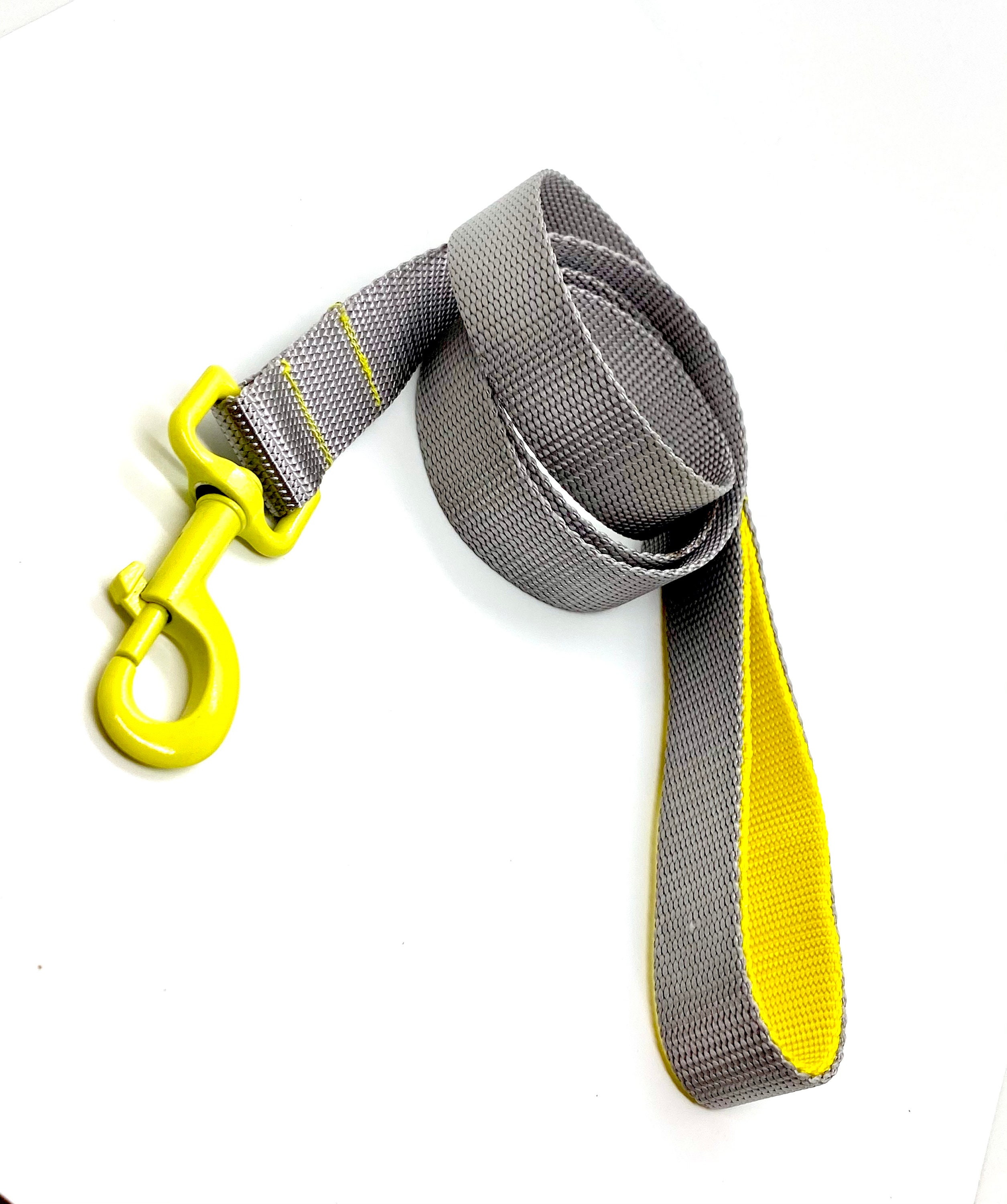 Gray and Yellow Nylon Dog Leash. Personalized dog leash. Etsy