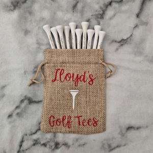 Personalised golf tees, personalised golf gifts, 83mm wooden golf tees, golf tee bag, golf gift men, golf gift women