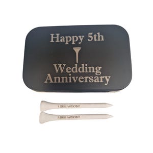 5th Wedding Anniversary Golf Gift, Wooden Anniversary Gift, Personalised Golf Tees