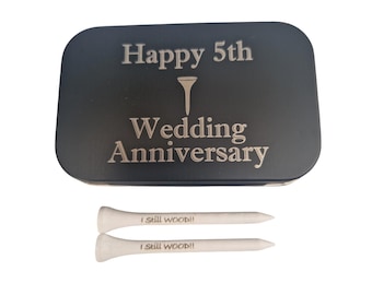 5th Wedding Anniversary Golf Gift, Wooden Anniversary Gift, Personalised Golf Tees