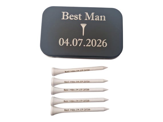 Personalised Best Man Golf Gift, Best Man Golf Tees In A Tin, Personalised Gift For Wedding Party