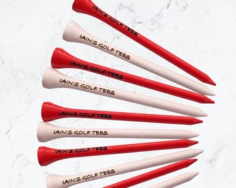 Personalised golf tees, 83mm red and white golf tees, personalised golf gifts, golf gift for men, golf gift for women, coloured golf tees