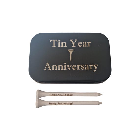 10th Wedding Anniversary Golf Gift, Tin Anniversary Gift, Tin Year Anniversary, Personalised Golf Tees