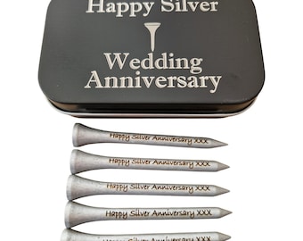25th Wedding Anniversary Golf Gift, Personalised Silver Wedding Anniversary Gift