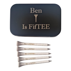 Personalised Golf Gift For 50th Birthday, Personalised Golf Tees In A Tin, 50th Birthday Golf Gift, Birthday Gift For 50 Year Old