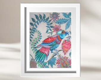 On Alert | Batik Original Painting | Framed Art Print | Contemporary Vibrant Artist | Original Painting