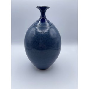 Beautiful Blue Handcrafted Vase, Unique Style, 2003, Artist Signature