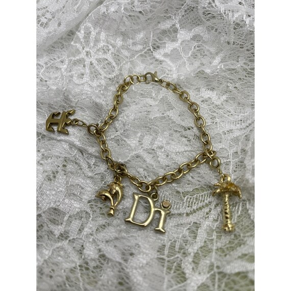 Vintage Di Gold Tone Chain Charm Bracelet - image 5
