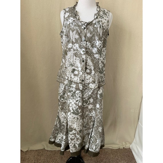 Vintage Bali Women's Green/white Floral 2-Piece S… - image 1