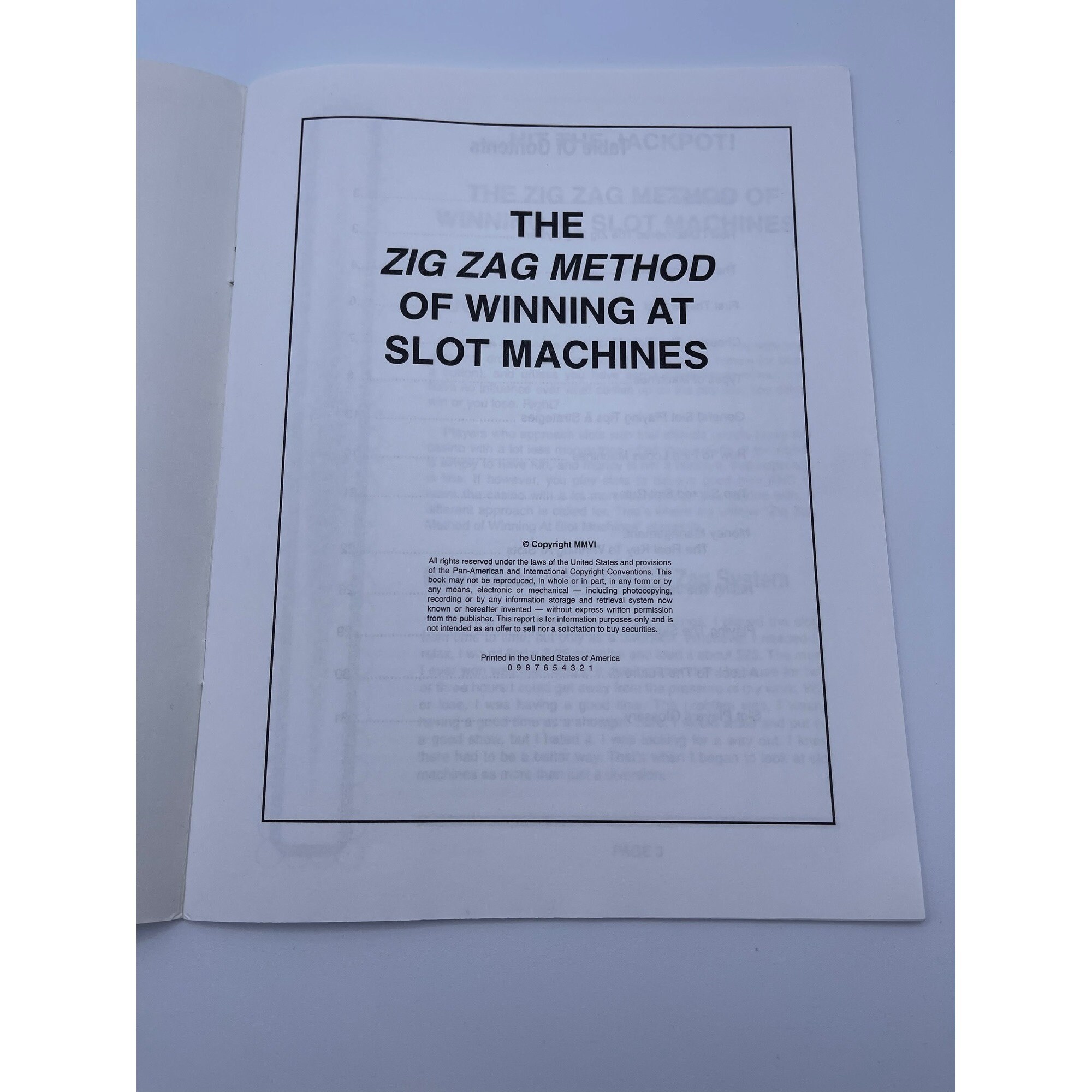 The Zig Zag Method of Winning at Slot Machines Booklet Etsy