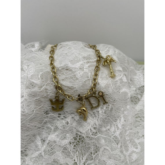 Vintage Di Gold Tone Chain Charm Bracelet - image 1