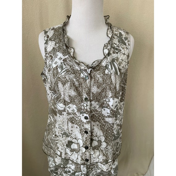 Vintage Bali Women's Green/white Floral 2-Piece S… - image 3