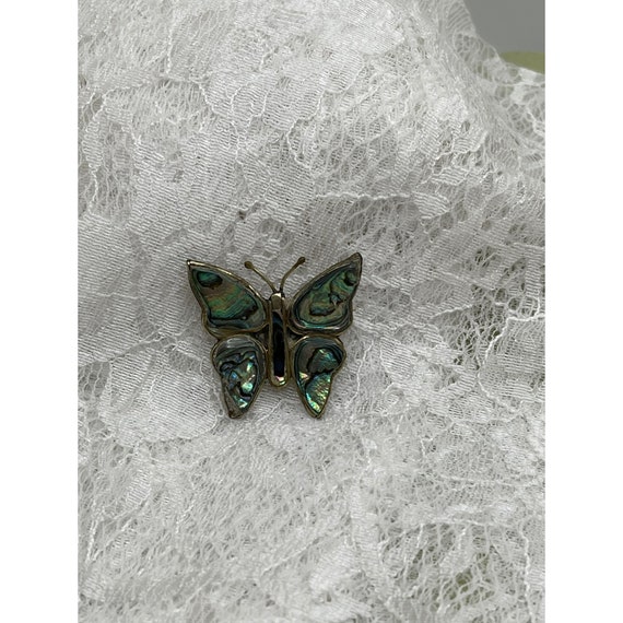 Antique Mexico 800 Silver Abalone Inlay Sterling Silver