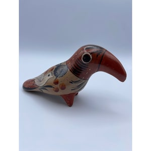 Vintage Tonala Tucan Handbemalte Ton Volkskunst, neutrale Farben
