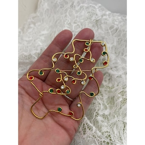Vintage Rhinestone Gold-Tone Christmas Tree Brooch