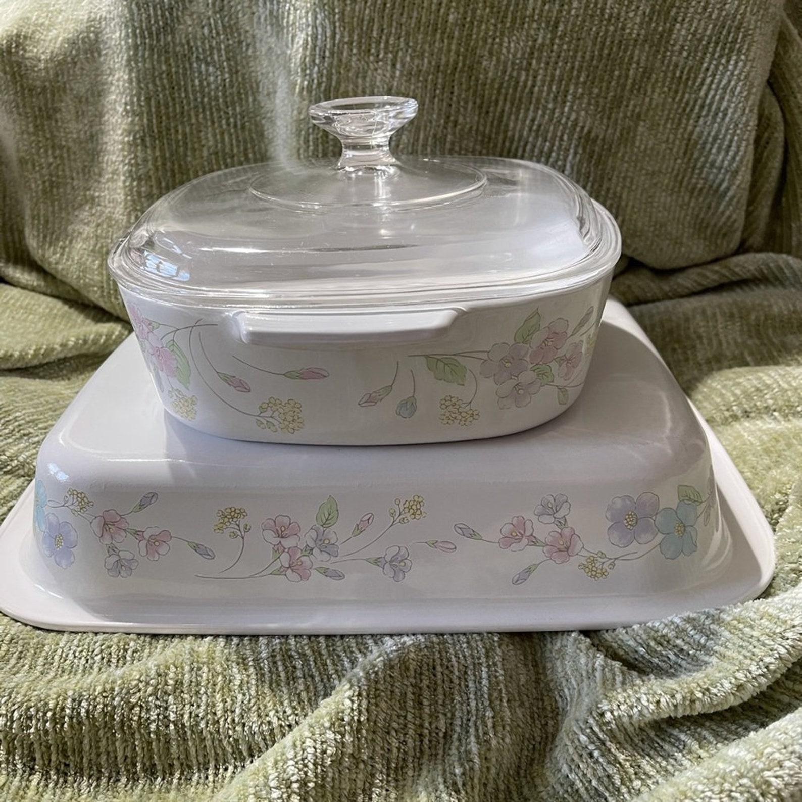 CorningWare Pastel Bouquet Roaster & Casserole Pan Etsy