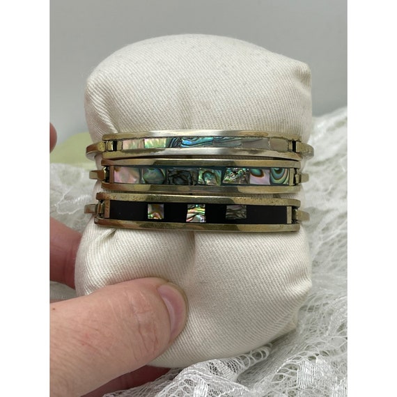 Bracelet Vintage En Plaquettes De Nacre Et Chrome - Bijou Fantaisie Rétro