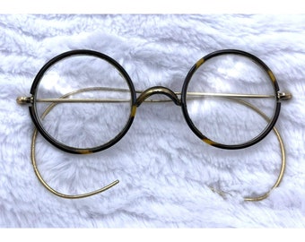 Antique 12K Yellow Gold Reading Glasses, 1X Magnification