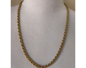 Vintage Unisex Gold Tone Rope/Spiral Chain Link Necklace